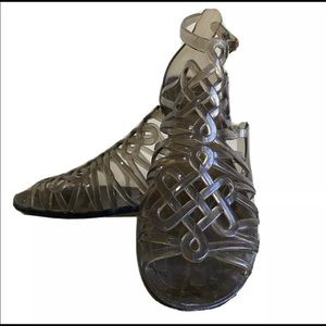 Diane Von Furstenberg Love Knot Jellies Sandal Gray 8M/8.5M